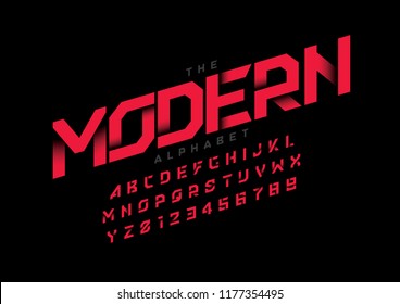 Vector of stylized modern font and alphabet