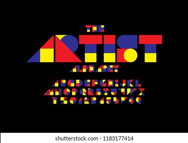 Vector of stylized modern font and alphabet