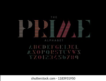 Vector of stylized modern font and alphabet