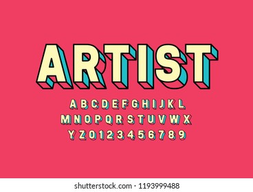 Vector of stylized modern font and alphabet