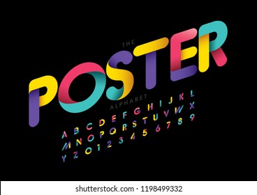 Vector of stylized modern font and alphabet