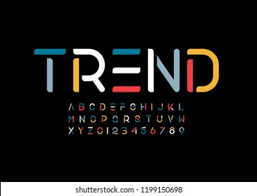 Vector of stylized modern font and alphabet