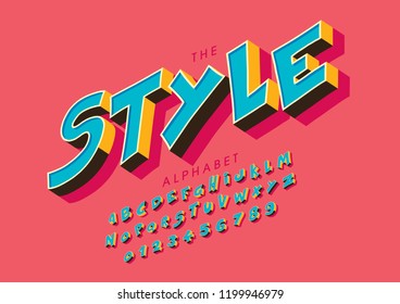 Vector of stylized modern font and alphabet
