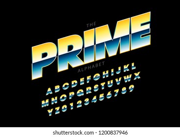 Vector of stylized modern font and alphabet