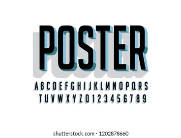 Vector of stylized modern font and alphabet