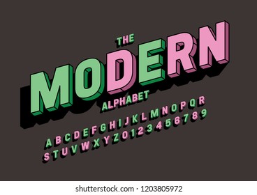 Vector of stylized modern font and alphabet