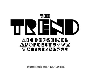 Vector of stylized modern font and alphabet