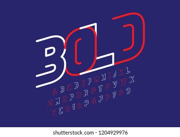 Vector of stylized modern font and alphabet