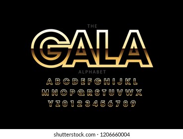 Vector of stylized modern font and alphabet