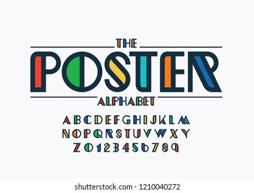 Vector of stylized modern font and alphabet
