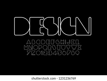 Vector of stylized modern font and alphabet