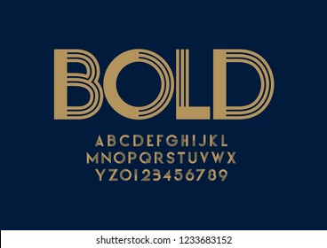 Vector of stylized modern font and alphabet