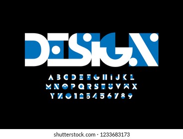Vector of stylized modern font and alphabet