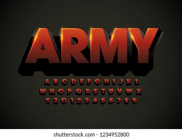 Vector of stylized modern font and alphabet