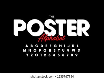 Vector of stylized modern font and alphabet