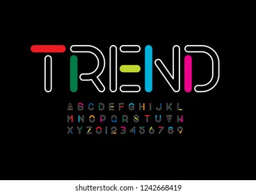 Vector of stylized modern font and alphabet