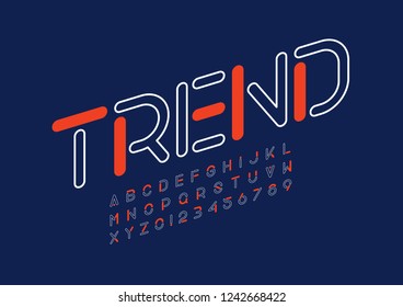 Vector of stylized modern font and alphabet