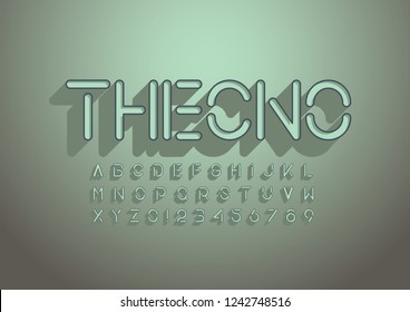 Vector of stylized modern font and alphabet