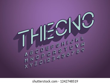 Vector of stylized modern font and alphabet