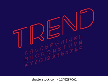 Vector of stylized modern font and alphabet