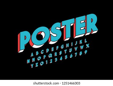 Vector of stylized modern font and alphabet