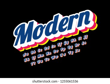Vector of stylized modern font and alphabet