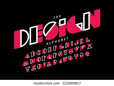 Vector of stylized modern font and alphabet