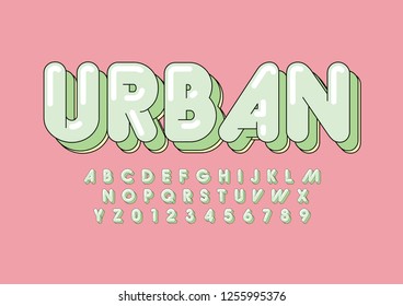 Vector of stylized modern font and alphabet