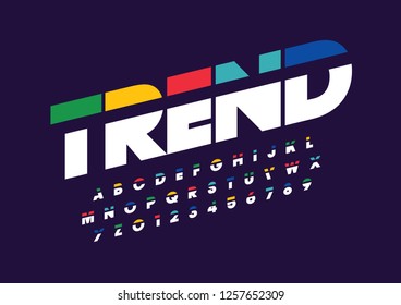 Vector of stylized modern font and alphabet