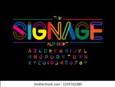 Vector of stylized modern font and alphabet