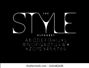 Vector of stylized modern font and alphabet