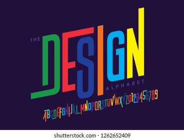 Vector of stylized modern font and alphabet
