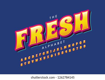 Vector of stylized modern font and alphabet
