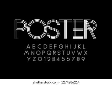 Vector of stylized modern font and alphabet