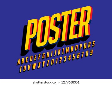 Vector of stylized modern font and alphabet