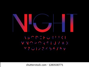 Vector of stylized modern font and alphabet