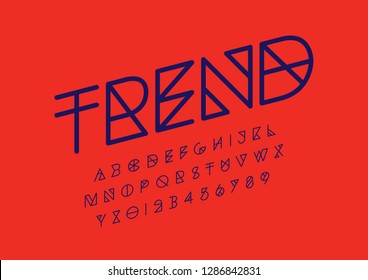 Vector of stylized modern font and alphabet