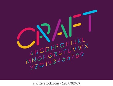 Vector of stylized modern font and alphabet