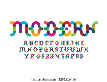 Vector of stylized modern font and alphabet
