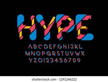 Vector of stylized modern font and alphabet