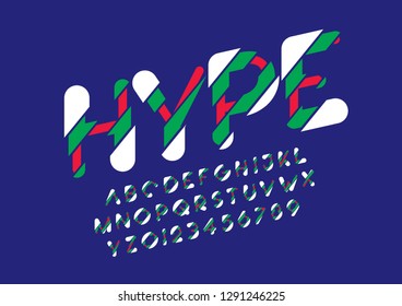 Vector of stylized modern font and alphabet