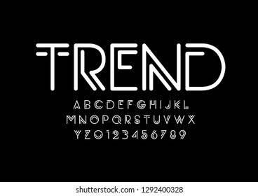 Vector of stylized modern font and alphabet