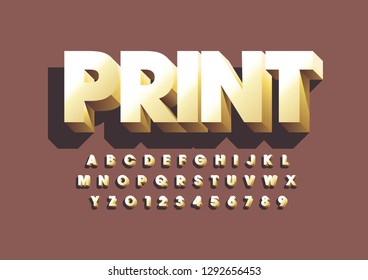 Vector of stylized modern font and alphabet