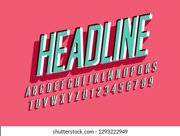 Vector of stylized modern font and alphabet