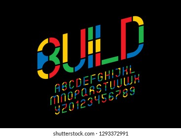 Vector of stylized modern font and alphabet