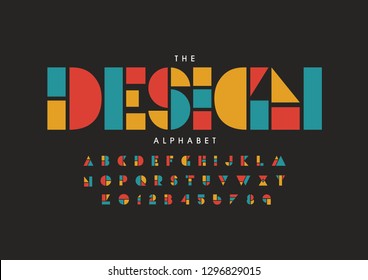 Vector of stylized modern font and alphabet
