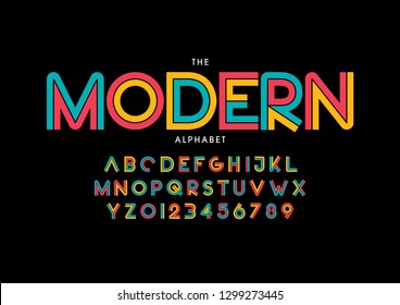 Vector of stylized modern font and alphabet