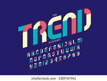 Vector of stylized modern font and alphabet