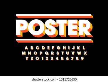 Vector of stylized modern font and alphabet