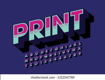 Vector of stylized modern font and alphabet